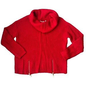 (NWT) Modamix Women's Red Cowl Neck Zip Front Long Sleeve Sweater Plus Size 2X